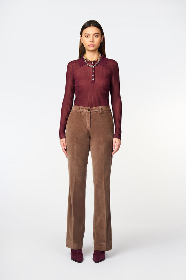 CharlieGW-Pantalone in velluto liscio