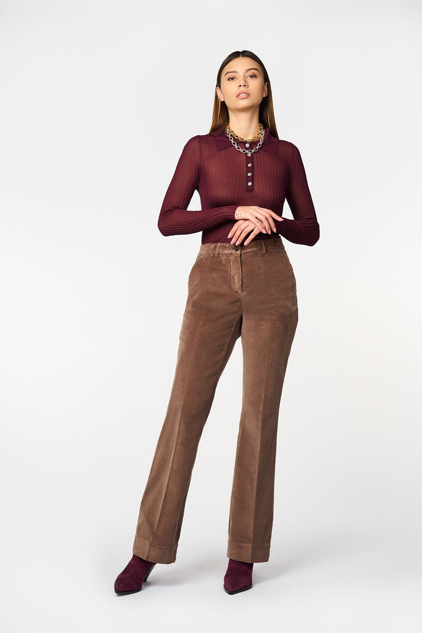 CharlieGW-Pantalone in velluto liscio