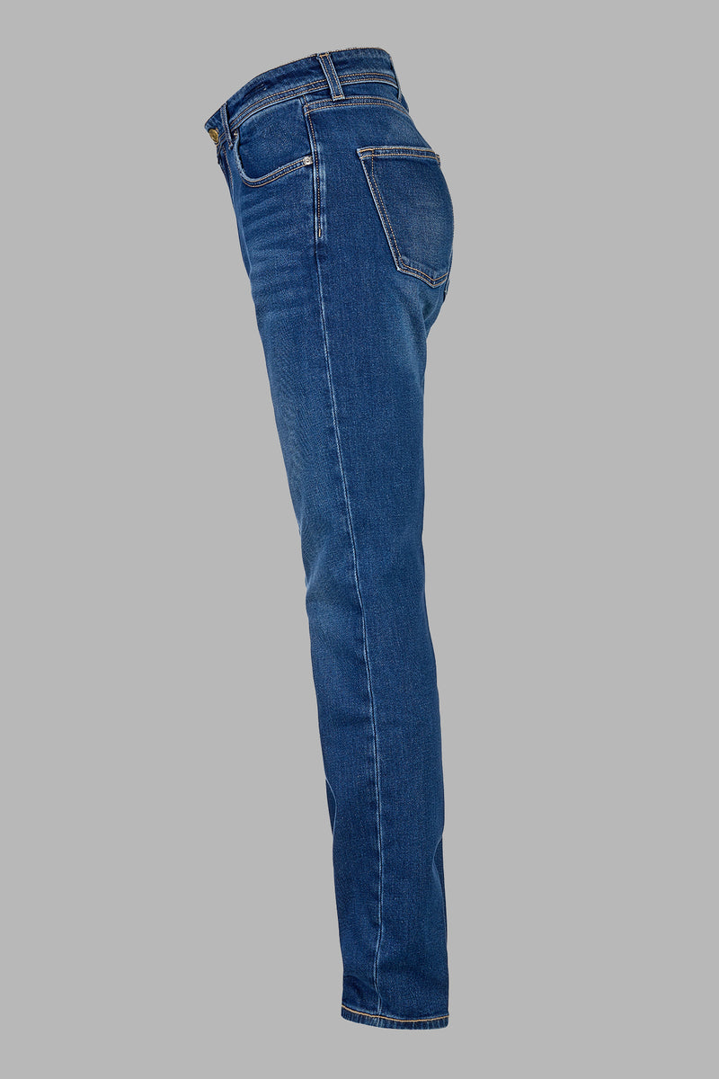 Steve - Pantalone 5 tasche in denim blu elastico 13 Oz