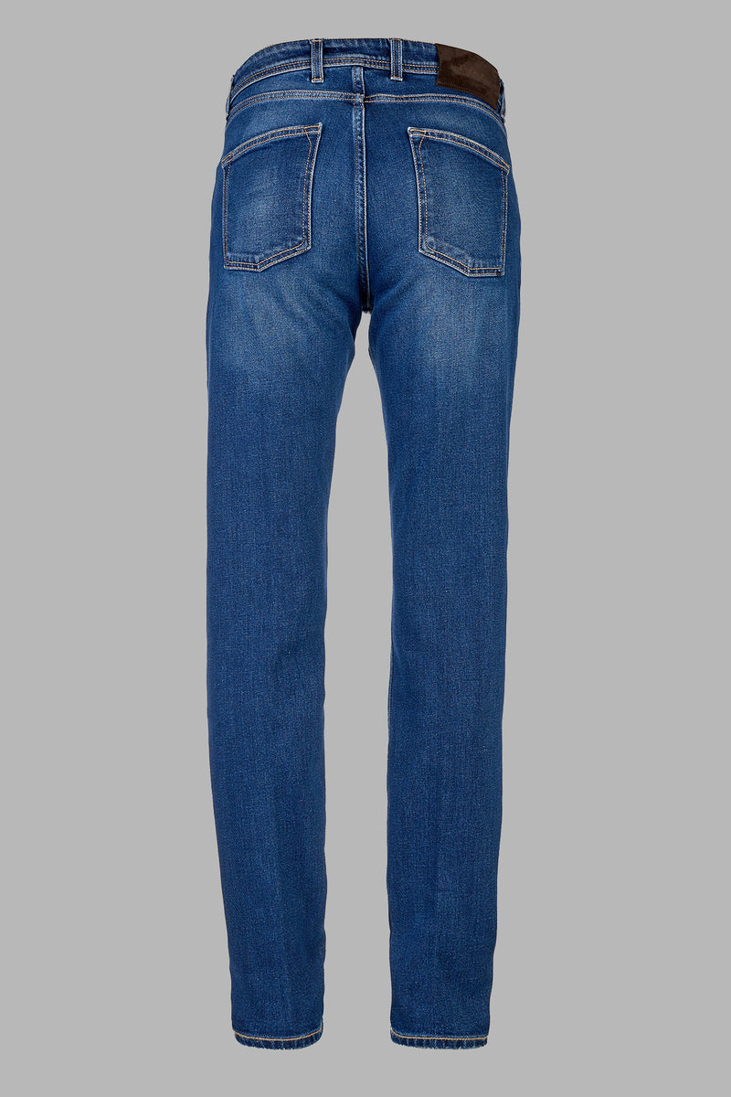 Steve - Pantalone 5 tasche in denim blu elastico 13 Oz